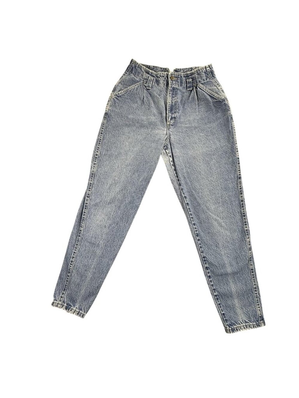Vintage Sunset Blues Mom Jeans Womens 11 Blue High Rise Pleated 27x28.5 Made USA